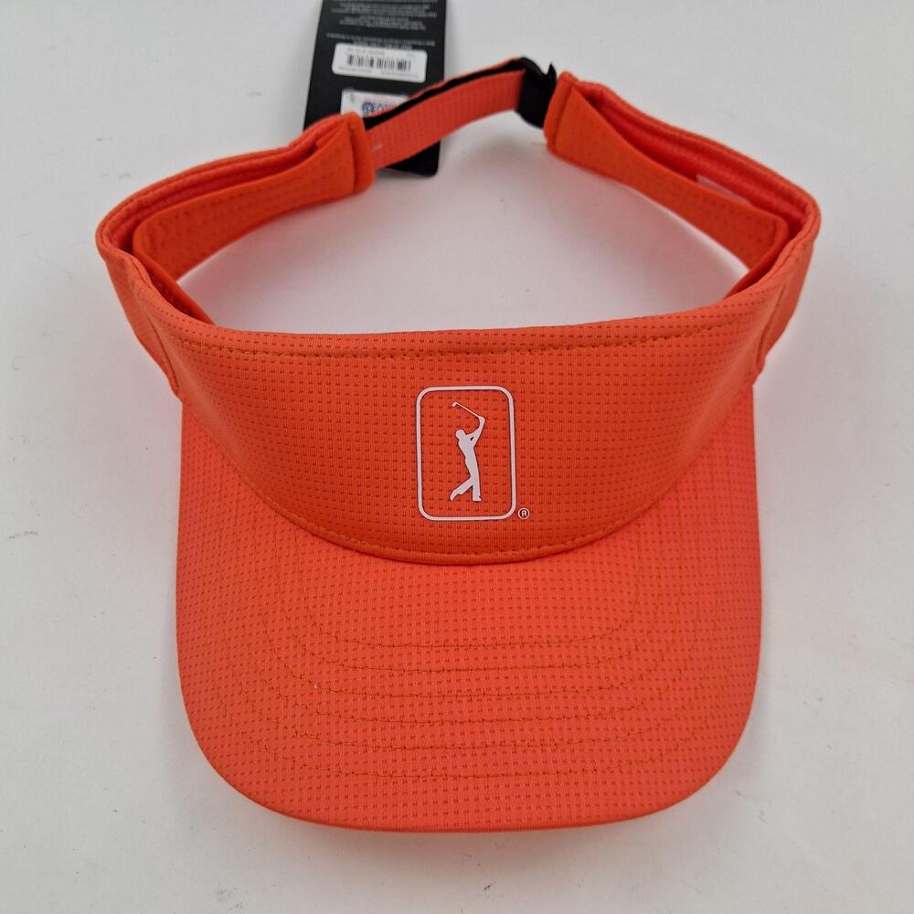 PGA Tour Hat Visor Strap Back Mens One Size Orange Golf Airflux Ventilated